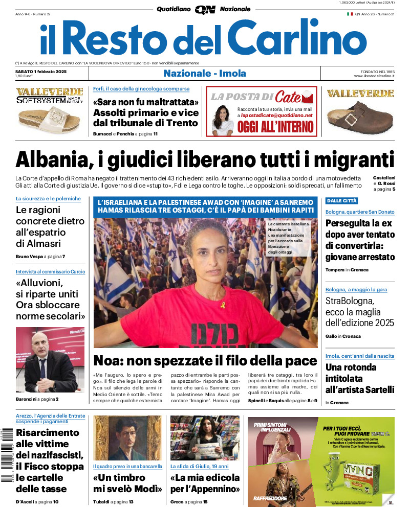 Prima-pagina-il resto del carlino-edizione-di-oggi-20250201